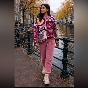 RARE!!! Anthropologie NWT SCOTCH & SODA LONG-SLEEVE GRAPHIC PULLOVER SWEATER M.